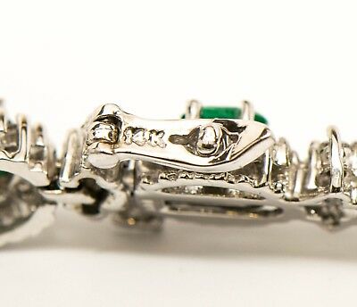 14K Diamond Emerald Tennis Bracelet White Gold
