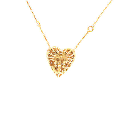 Handmade Diamond Puff Heart Diamond-by-the-Yard Necklace Yellow Gold