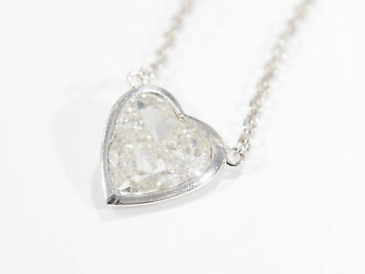 14K Diamond Heart Necklace White Gold 1.98ct