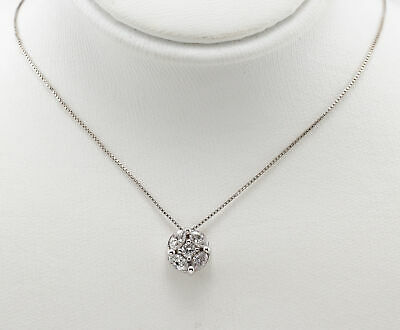 14K Diamond Cluster Pendant White Gold