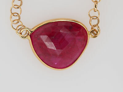 14K Ruby Necklace Yellow Gold Rose Cut 12ctw