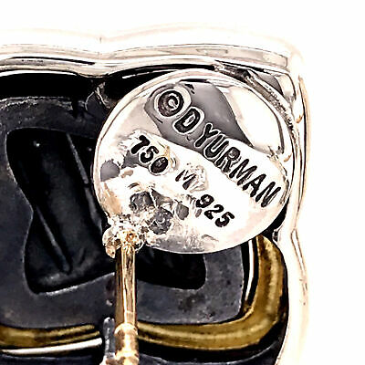 18K Silver David Yurman Quaterfoil Stud Earrings. Sterling Silver, Yellow Gold