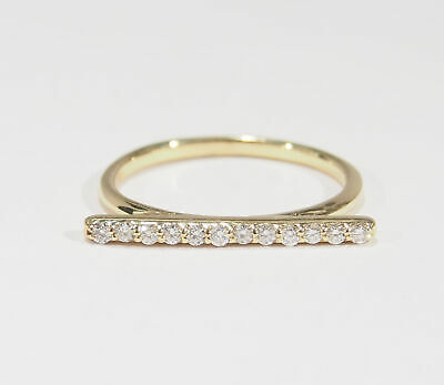 14K Diamond Bar Ring  Stackable Yellow Gold