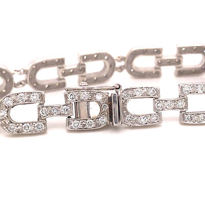 14K Diamond Link Bracelet White Gold