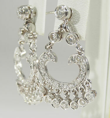 18K Diamond Dangle Earrings White Gold 2.55ctw