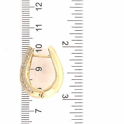 18K Diamond Oval Huggie Earring Yellow Gold