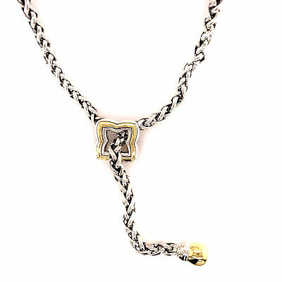 David Yurman Quatrefoil Lariat Necklace in Sterling Silver and 18K Yellow Gold