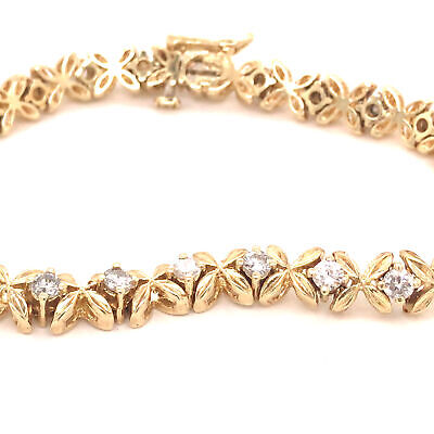 14K Diamond Tennis Bracelet Yellow Gold