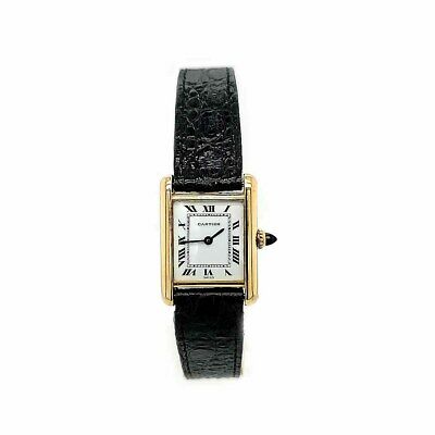 18K Cartier Tank Solo Watch Leather Strap Yellow Gold 20mm