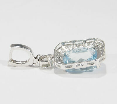 14K Diamond Aquamarine Earrings White Gold 4.09ctw