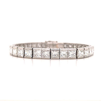 Platinum Princess Cut Diamond Channel Set Line Bracelet