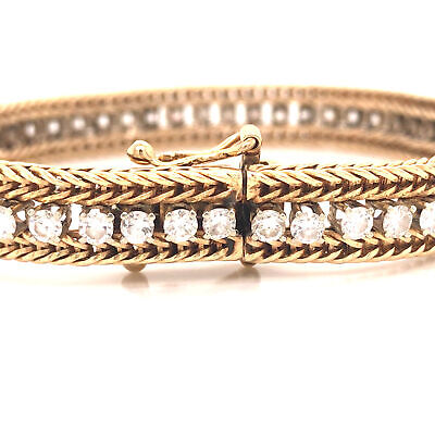 14K Diamond Line Rope Bracelet Two-Tone Gold